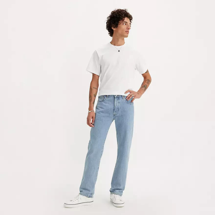 리바이스 501 오리지널 핏 남성 청바지 Light Stonewash 이미지 2
