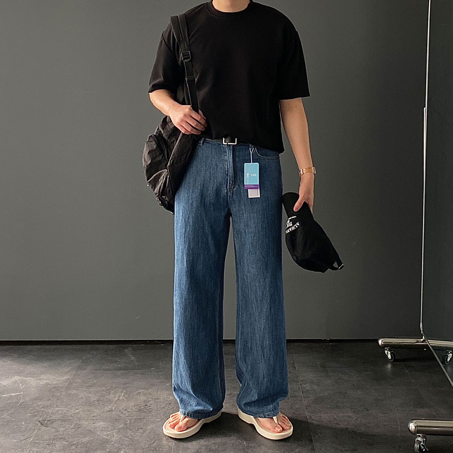 남자여름청바지 남자와이드청바지 생지데님 이미지 7