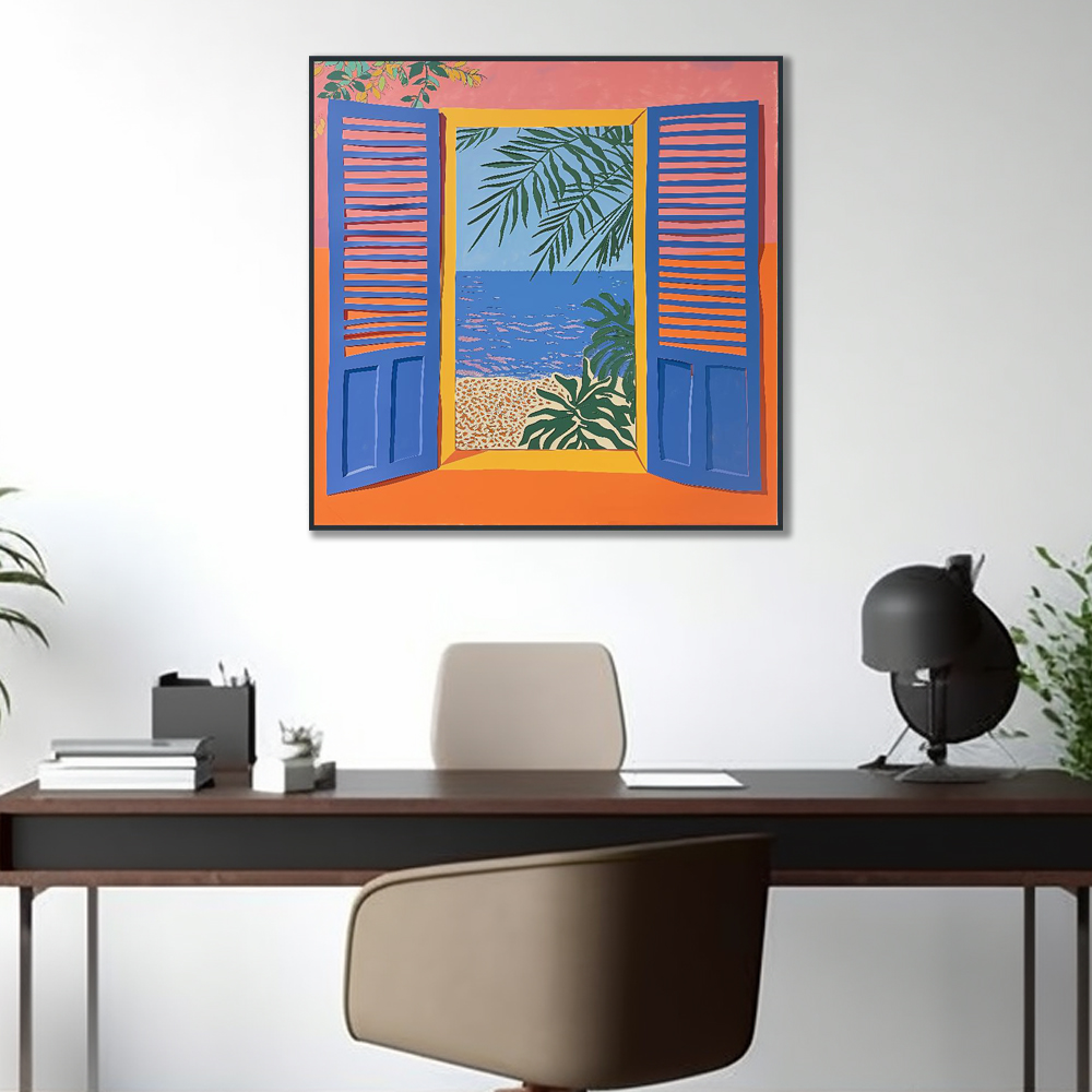 지중해의 여름 80cm x 80cm 무광화이트 알루미늄액자 추상화 - 상세 이미지 2