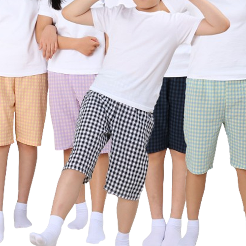 르브니 주니어파자마 남녀공용 5부 바지 체크 잠옷바지 - 상품 이미지