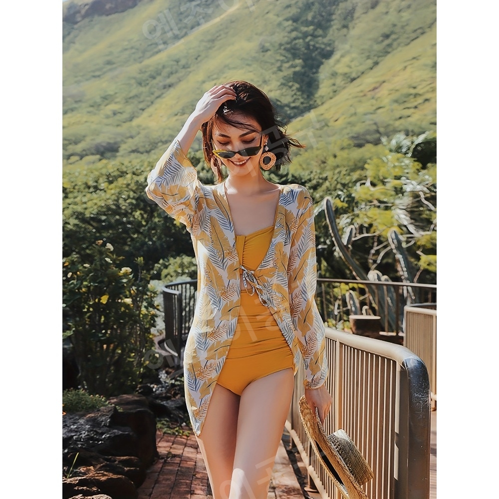 예쁜 비키니 옐로우 수영복 여자 야외수영복 - 상세 이미지 2
