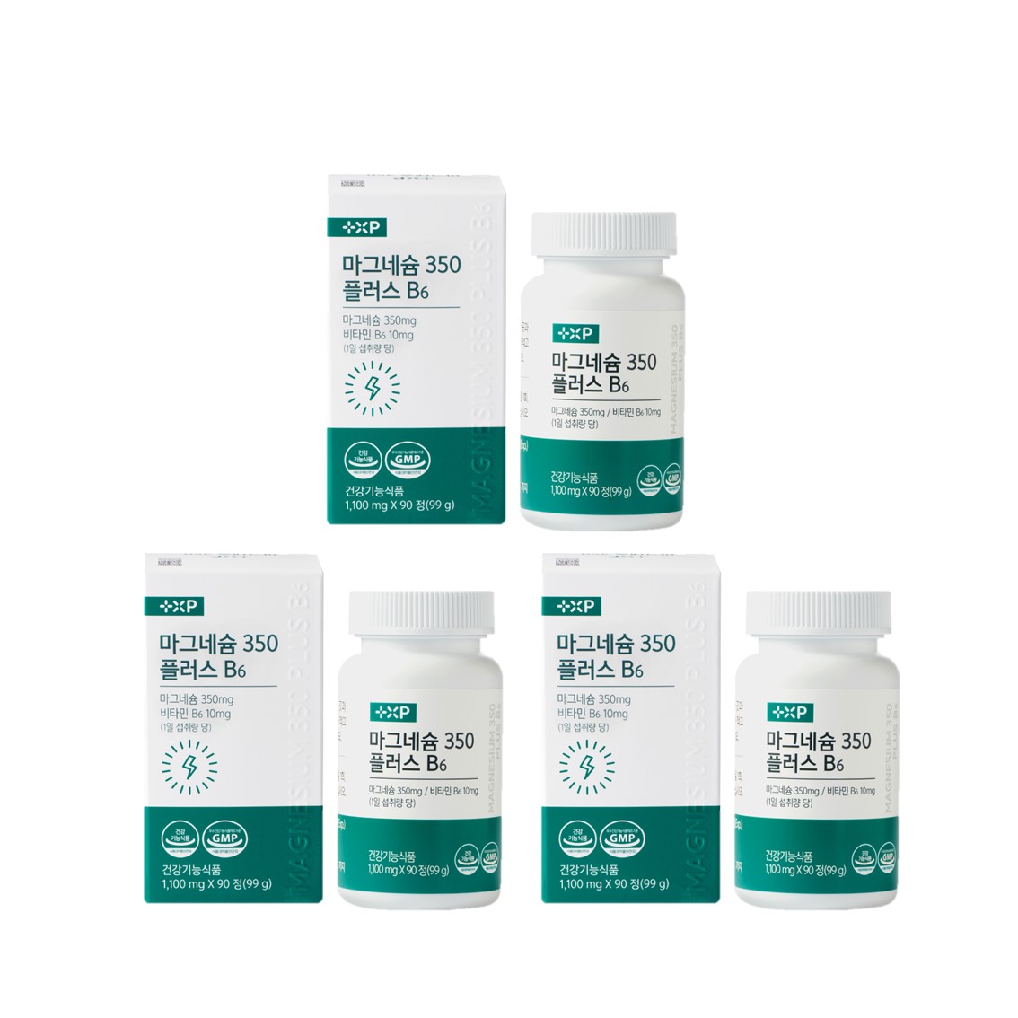 마그네슘 350 플러스 B6 신경 근육 기능 유지 고함량 흡수율 글루콘산 영양제 90정 x 3개 - 메인 이미지