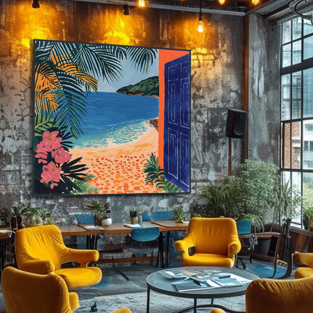 지중해의 여름 80cm x 80cm 무광화이트 알루미늄액자 추상화 - 상세 이미지 4