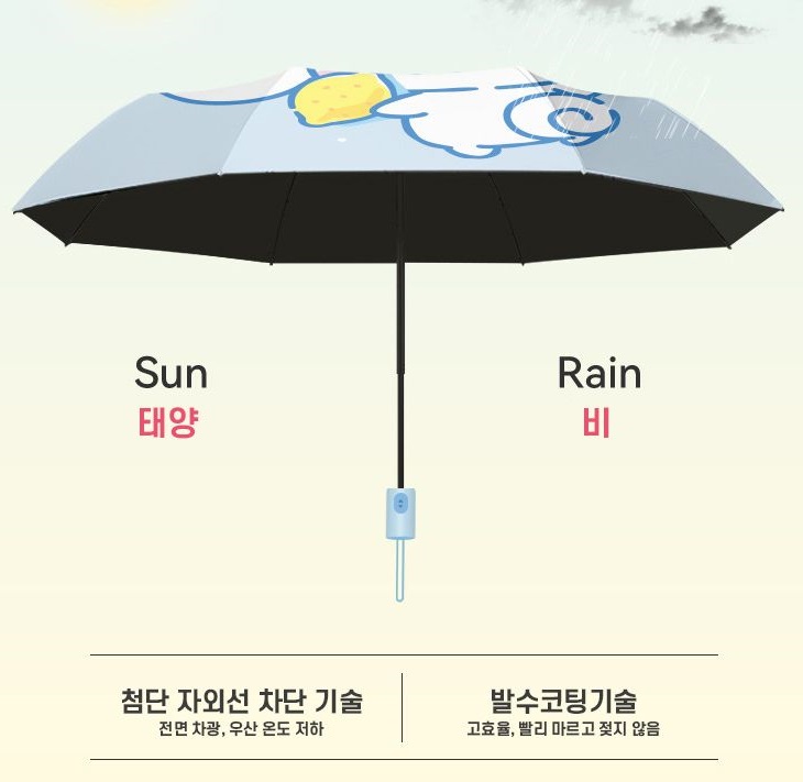 산리오 3단 우산 시나모롤 마이멜로디 양산 - 상세 이미지 4