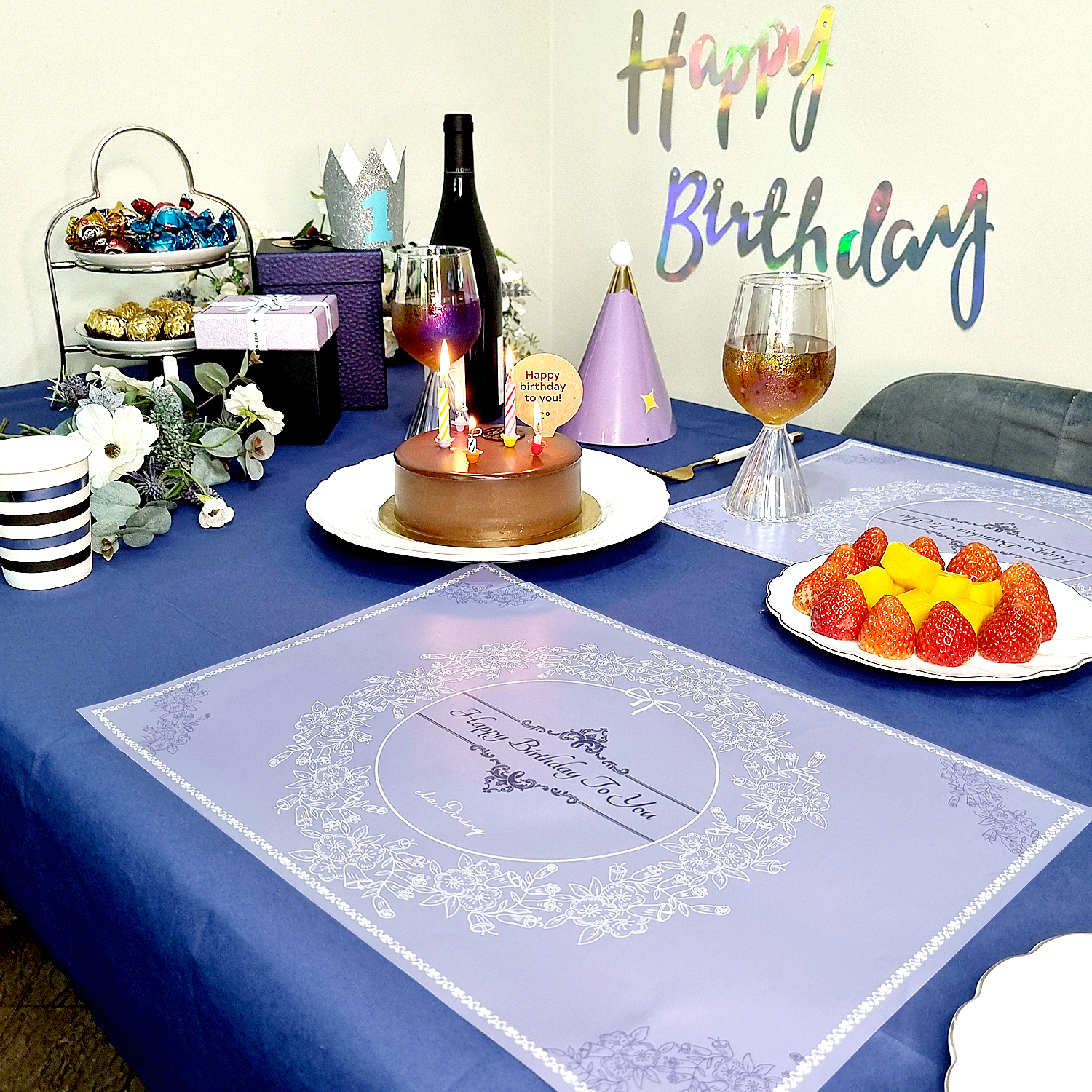 엘라다이닝 생일 생일파티 일회용 종이 식탁매트 10장 세트