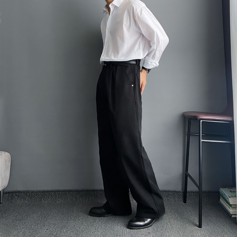 남자흰바지 백바지 치노팬츠 남자와이드팬츠 - 상세 이미지 4