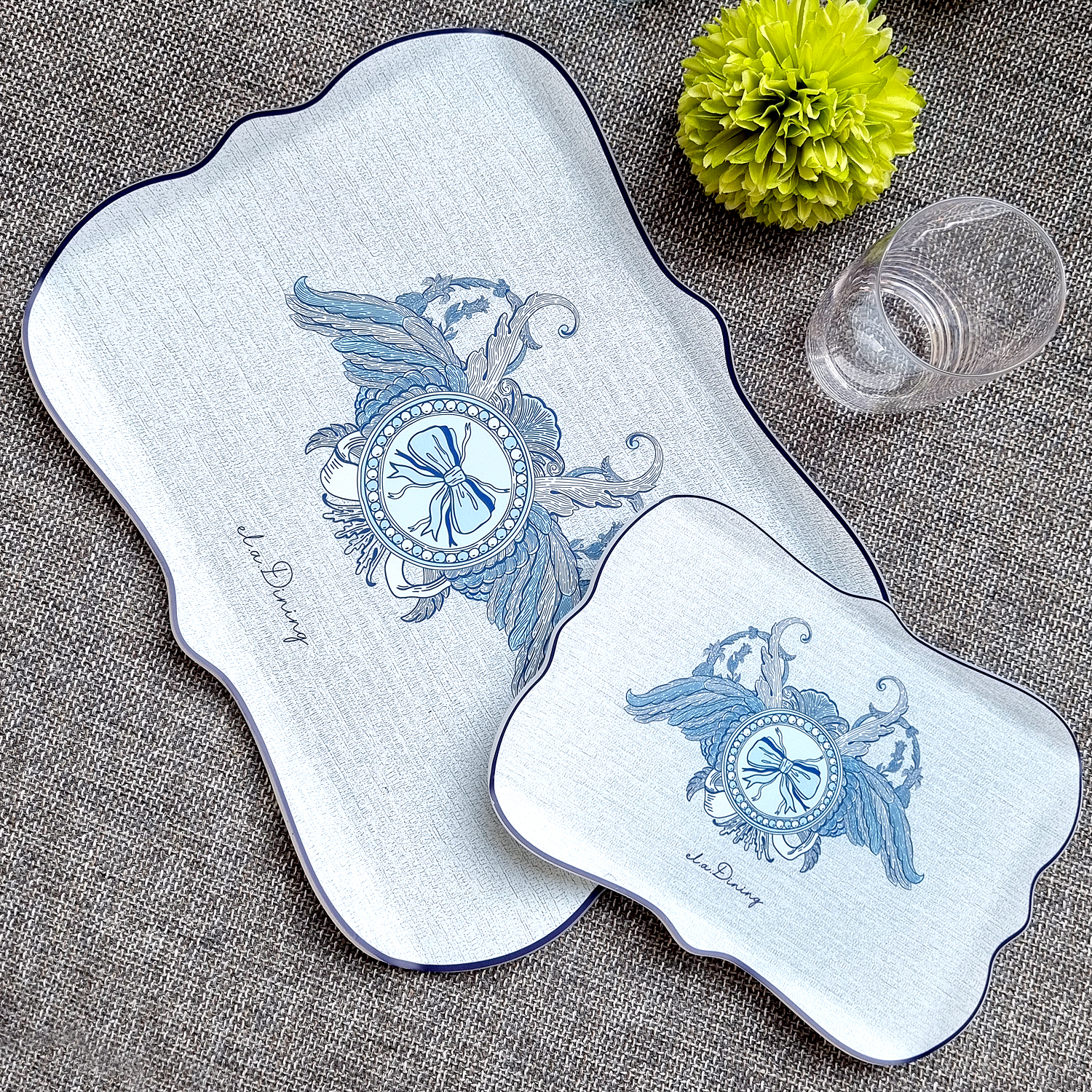 엘라다이닝 논슬립 핸드메이드 쟁반 블루 플로렌스 아크릴 트레이