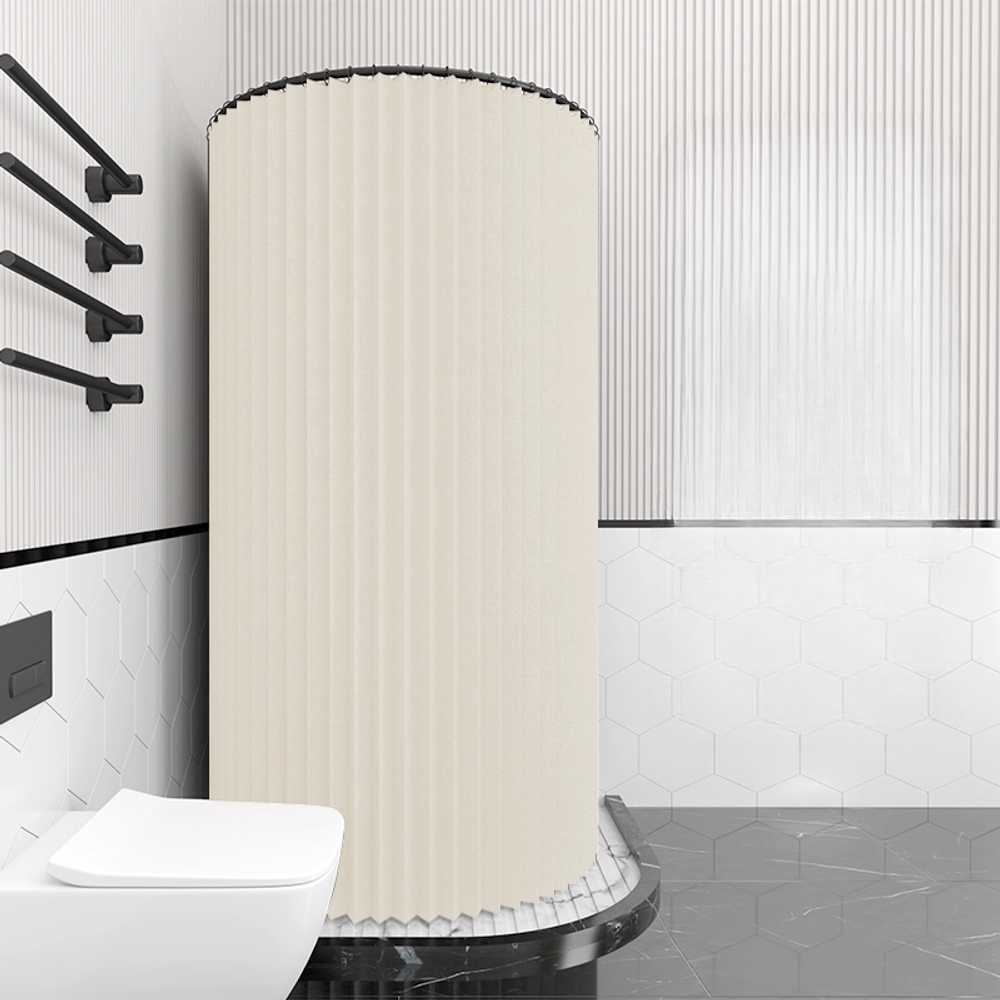 욕실 원형 샤워커튼 봉세트 레일 방수 부스 발란스 90cm 화이트 - 상세 이미지 2