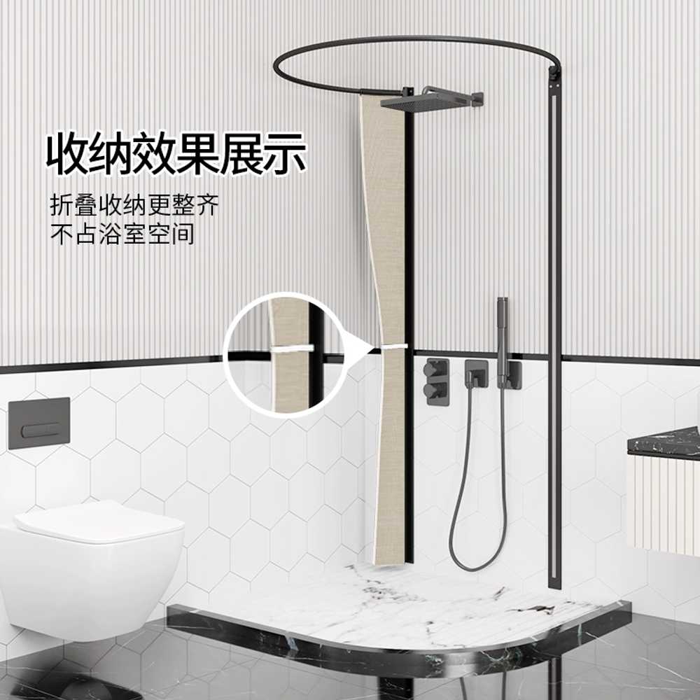 욕실 원형 샤워커튼 봉세트 레일 방수 부스 발란스 90cm 화이트 - 상세 이미지 4