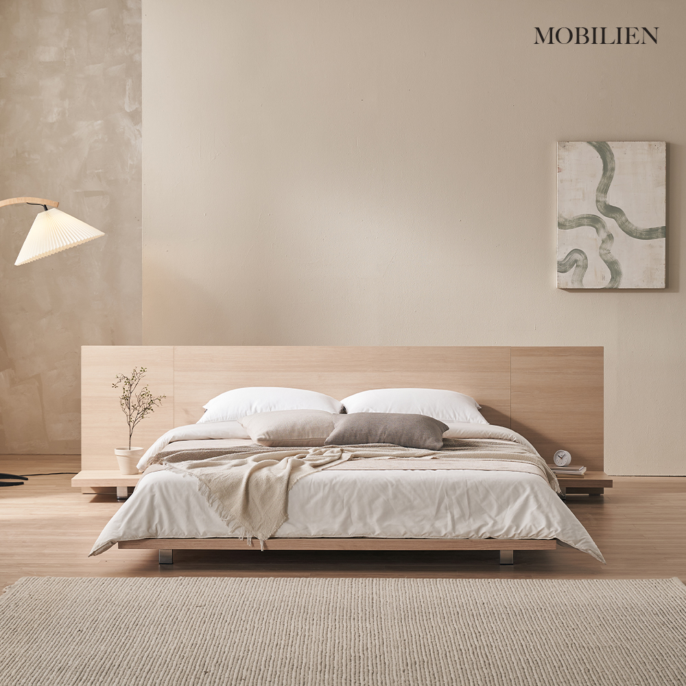 모빌리엔 엘리아 호텔침대 저상형 평상형 침대 프레임 Q.K(퀸.킹겸용), 내추럴