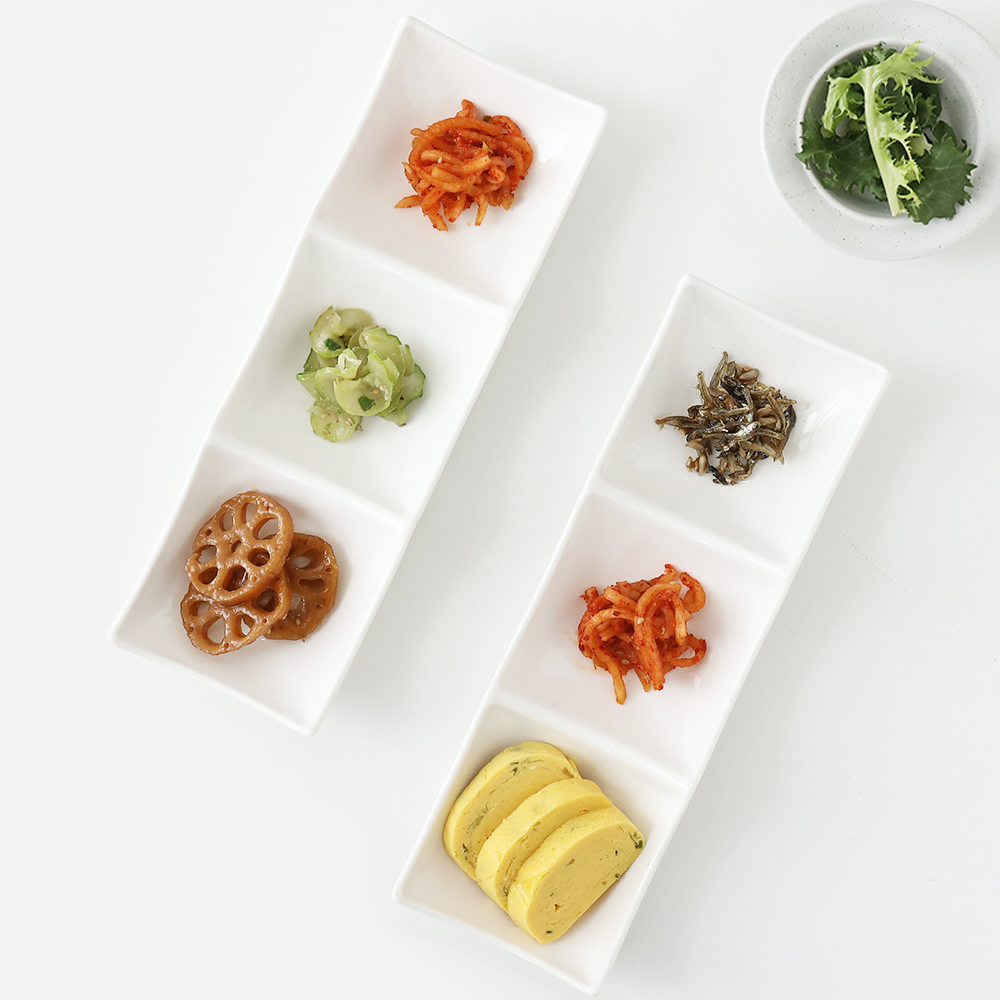 파쿠젠 세라믹 3칸 나눔접시 2p세트 직사각 - 상세 이미지 5