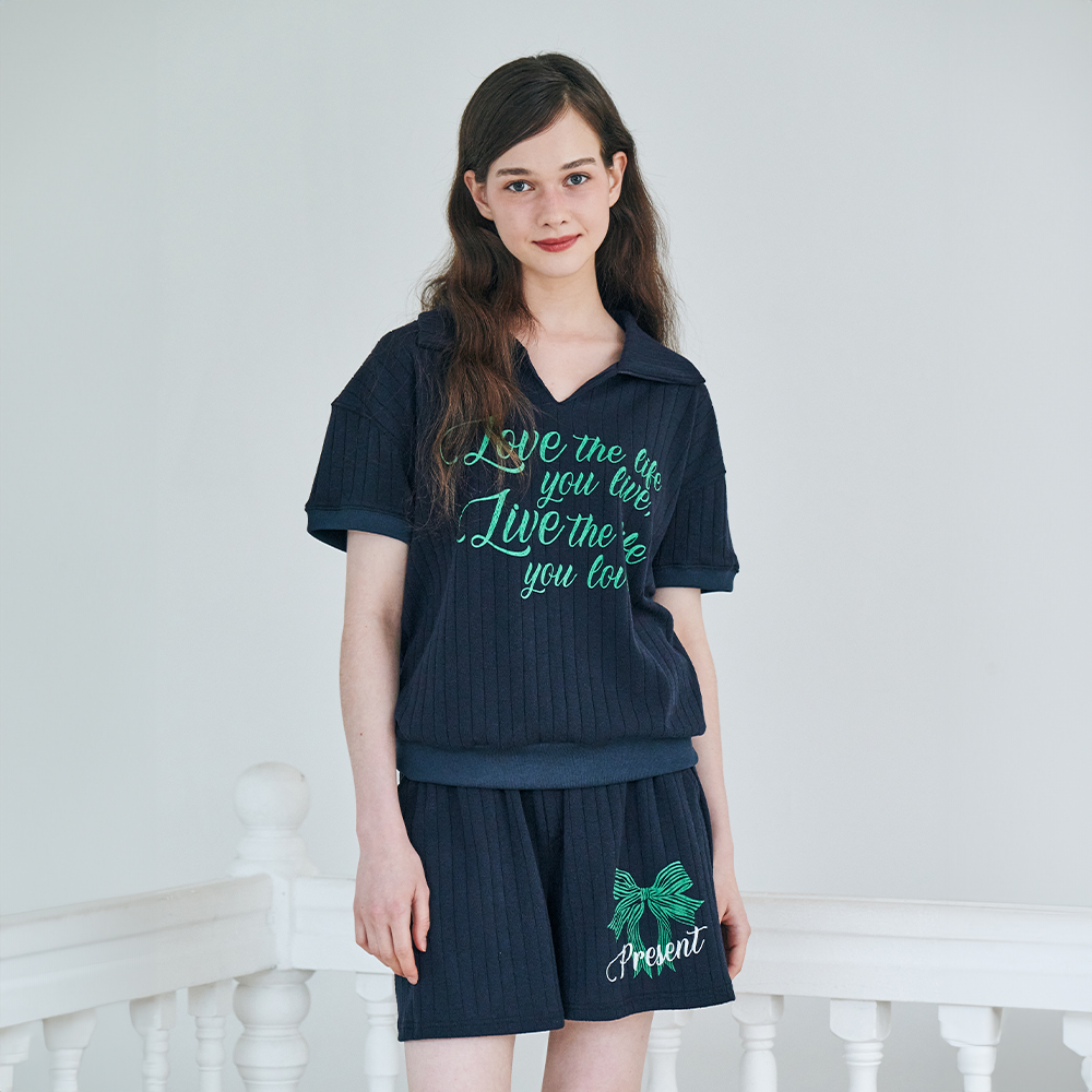 [메타퍼] 여성 여름 티셔츠 여성 반팔티 맨투맨 네이비