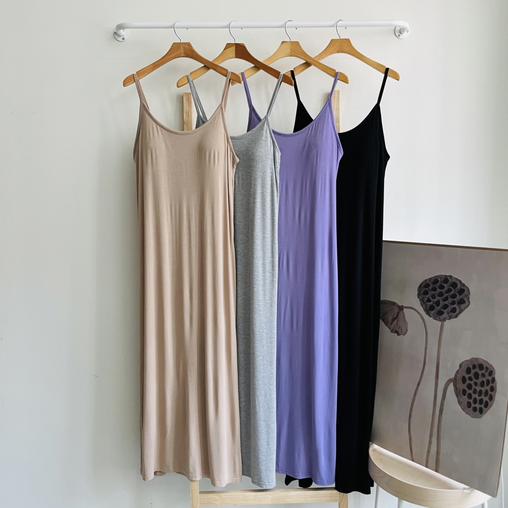 캡내장 뷔스티에 끈나시 여름 여성 빅사이즈 롱원피스