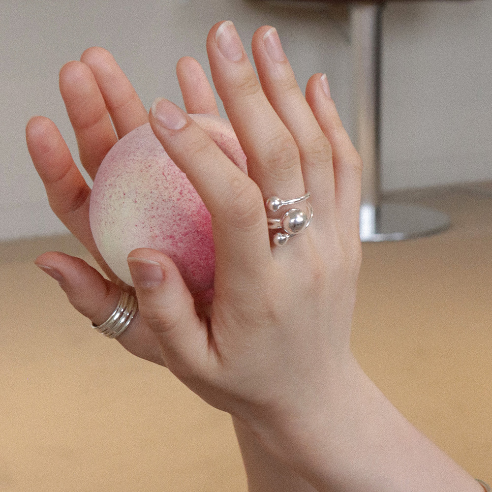 레이어드 볼 오픈반지 실버925 볼드한 포인트 Layered Ball Open Ring - 상세 이미지 3