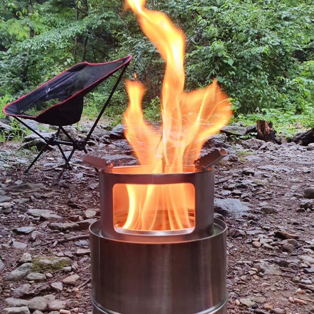 우주캠핑 우드스토브 20 이중연소 화로대 캠핑 불멍 미니 화로