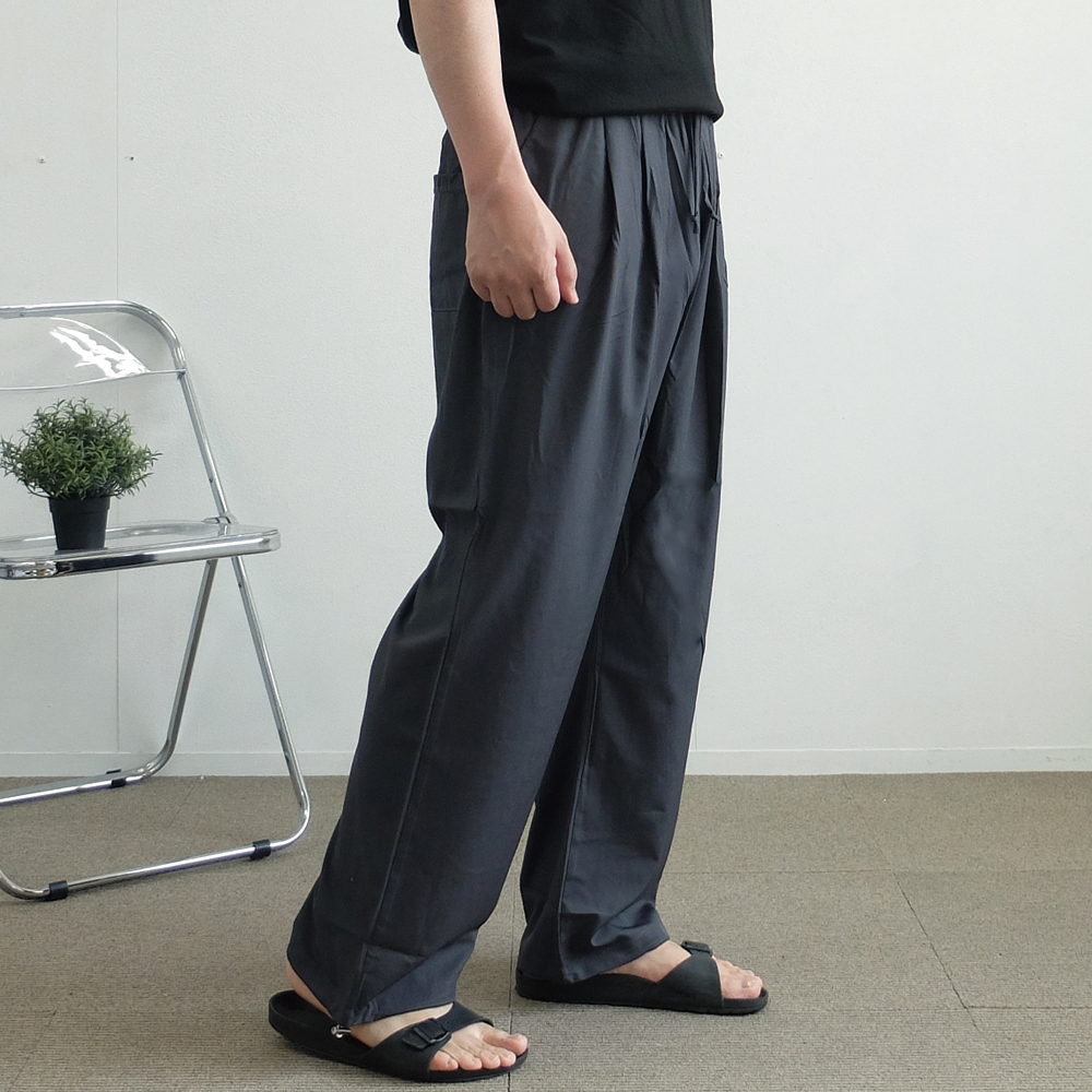 남자 여름 와이드 쿨링 팬츠 스판 조거 통큰바지 밴딩바지 - 상세 이미지 5