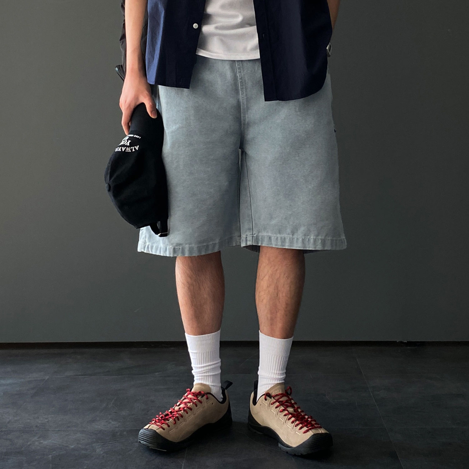 1+1 카펜터팬츠 남자버뮤다팬츠 남자와이드반바지 - 상세 이미지 4