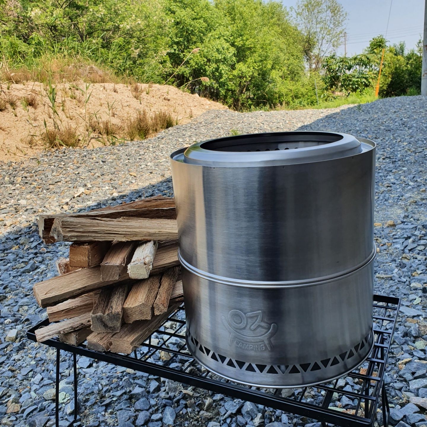 우주캠핑 우드스토브 32 이중연소 화로대 캠핑 불멍 접이식 화로