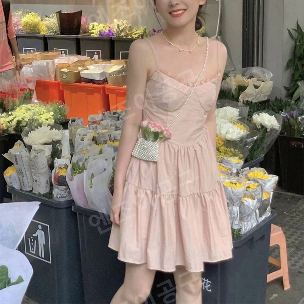 한예슬 인스타그램 핑크 민소매 원피스 여름 러블리 의상 옷 패션 - 메인 이미지