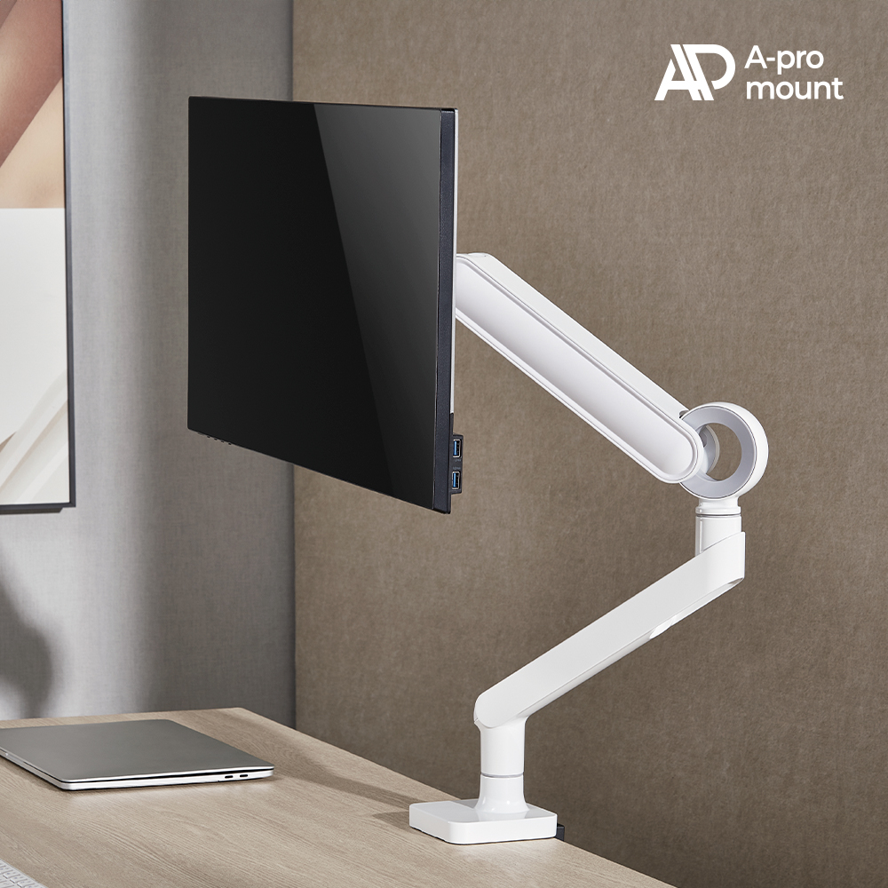 아프로마운트 AP-T75W 프리미엄 싱글모니터암 거치대 브라켓 화이트10.5Kg까지 거치 - 상세 이미지 4