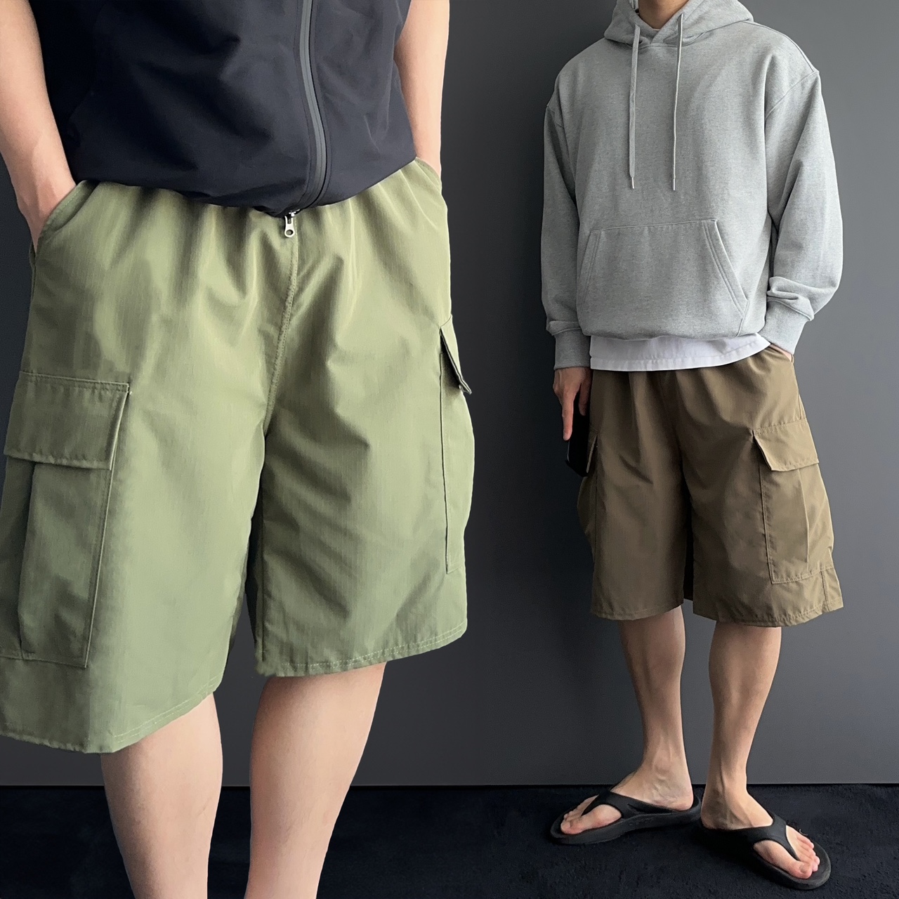 카고반바지 남자버뮤다팬츠 남자와이드반바지 - 상품 이미지