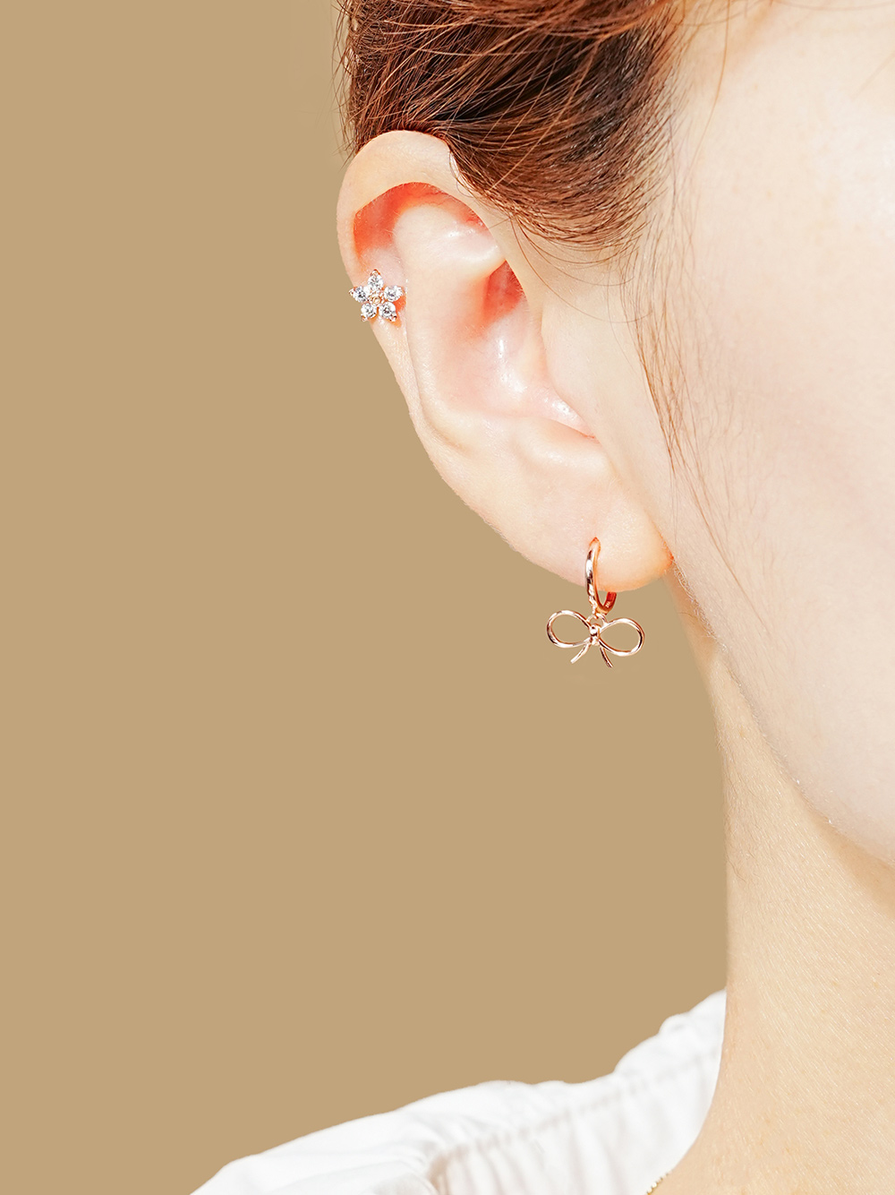 14K 리본 라인 원터치 귀걸이 이미지 6