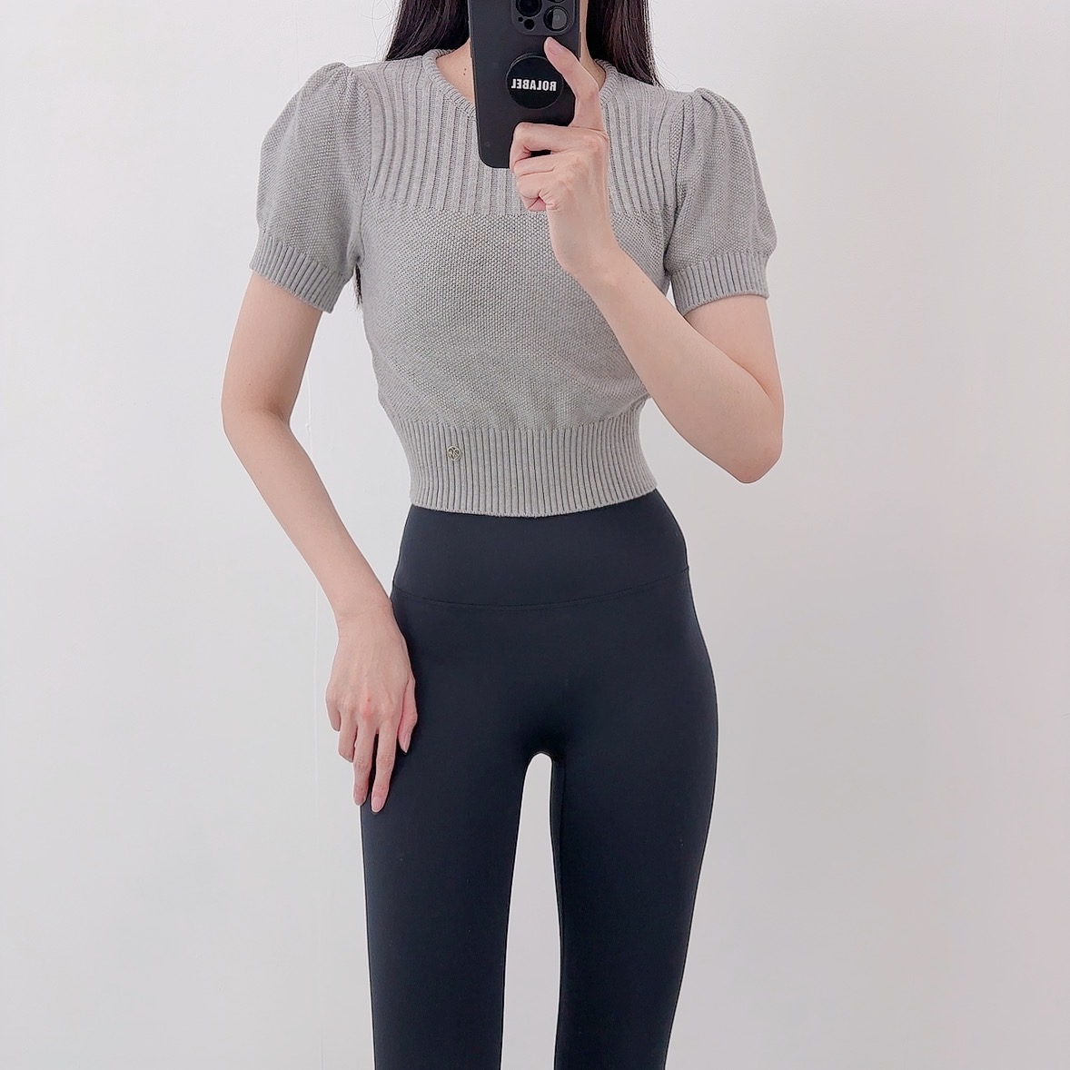 로라벨 라빈 필라테스복 여성 요가복 필라테스 요가 상의 티셔츠 운동복 커버업 크롭 반팔 - 상세 이미지 5