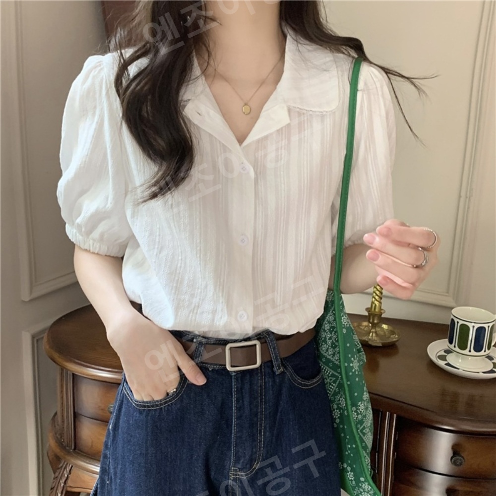 장원영 인스타그램 화이트 블라우스 우아한 오피스 의상 옷 패션 - 상세 이미지 5
