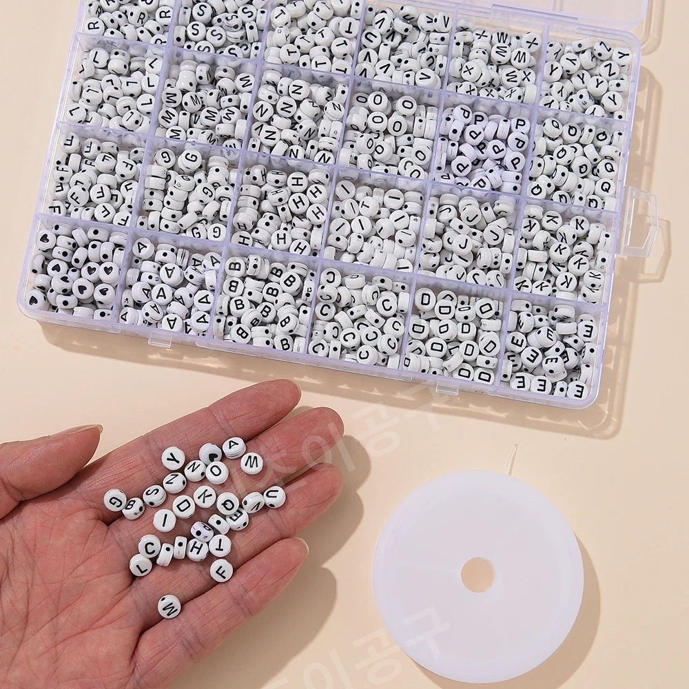 비즈 DIY 팔찌만들기 컬러진주 목걸이재료 공예재료 알파벳 - 상세 이미지 2