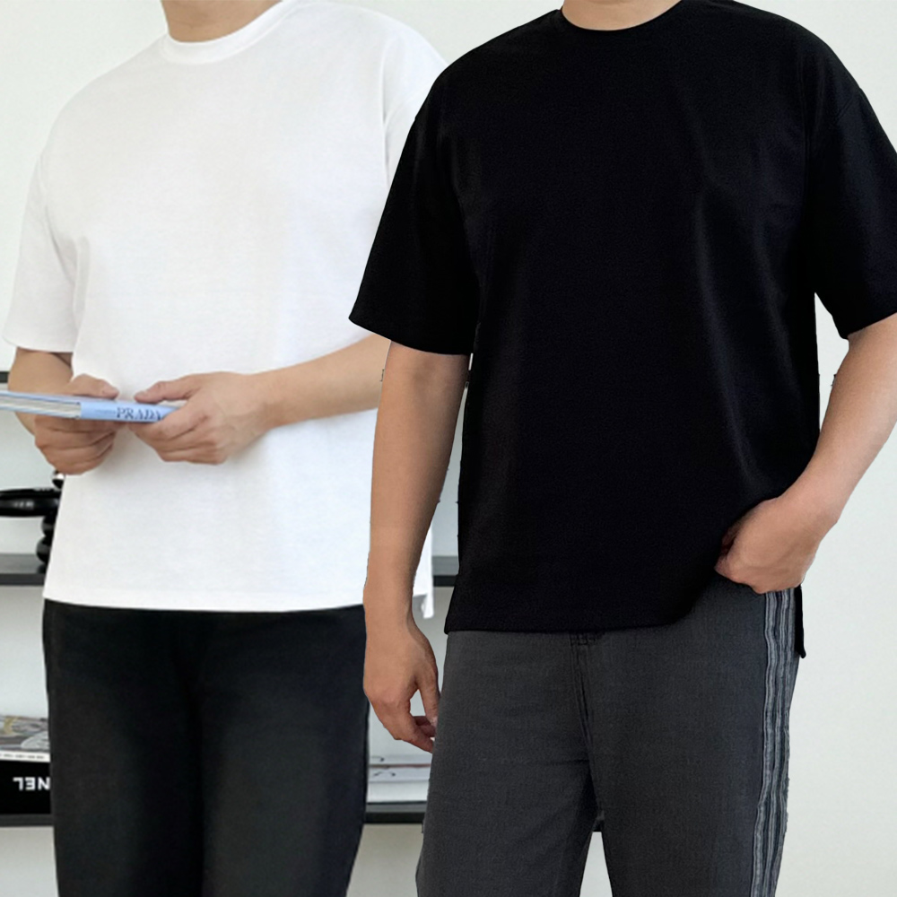 1+1 쿨티셔츠 무지티 레이어드 분또반팔 - 상세 이미지 2