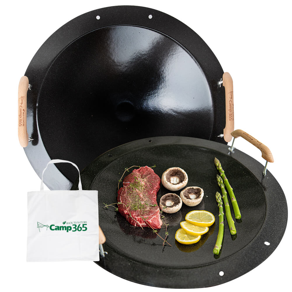 캠프365 국산 황토 무쇠 그리들 캠핑 인덕션 솥뚜껑 불판 전골 대형 그리들팬 40cm