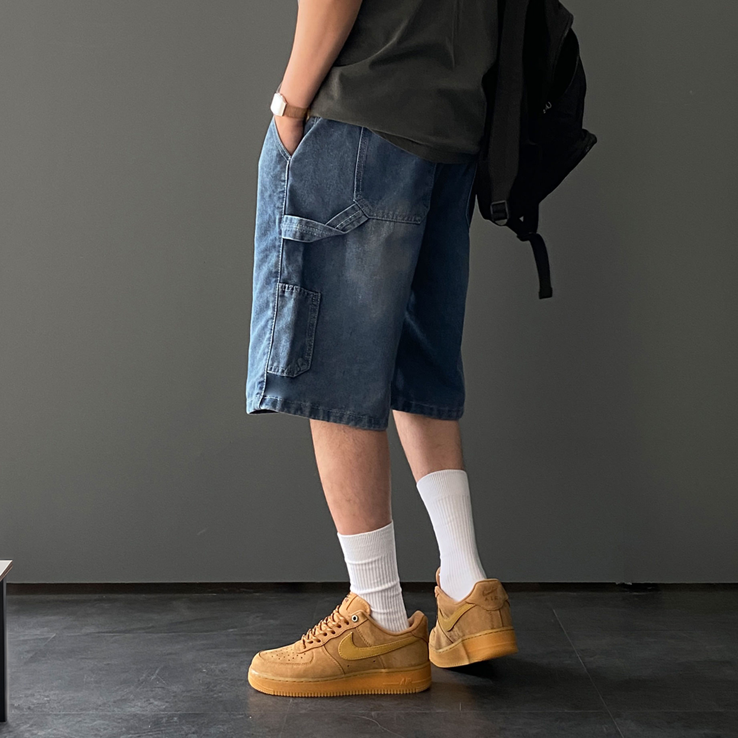 카펜터팬츠 남자버뮤다팬츠 남자와이드반바지 - 상품 이미지