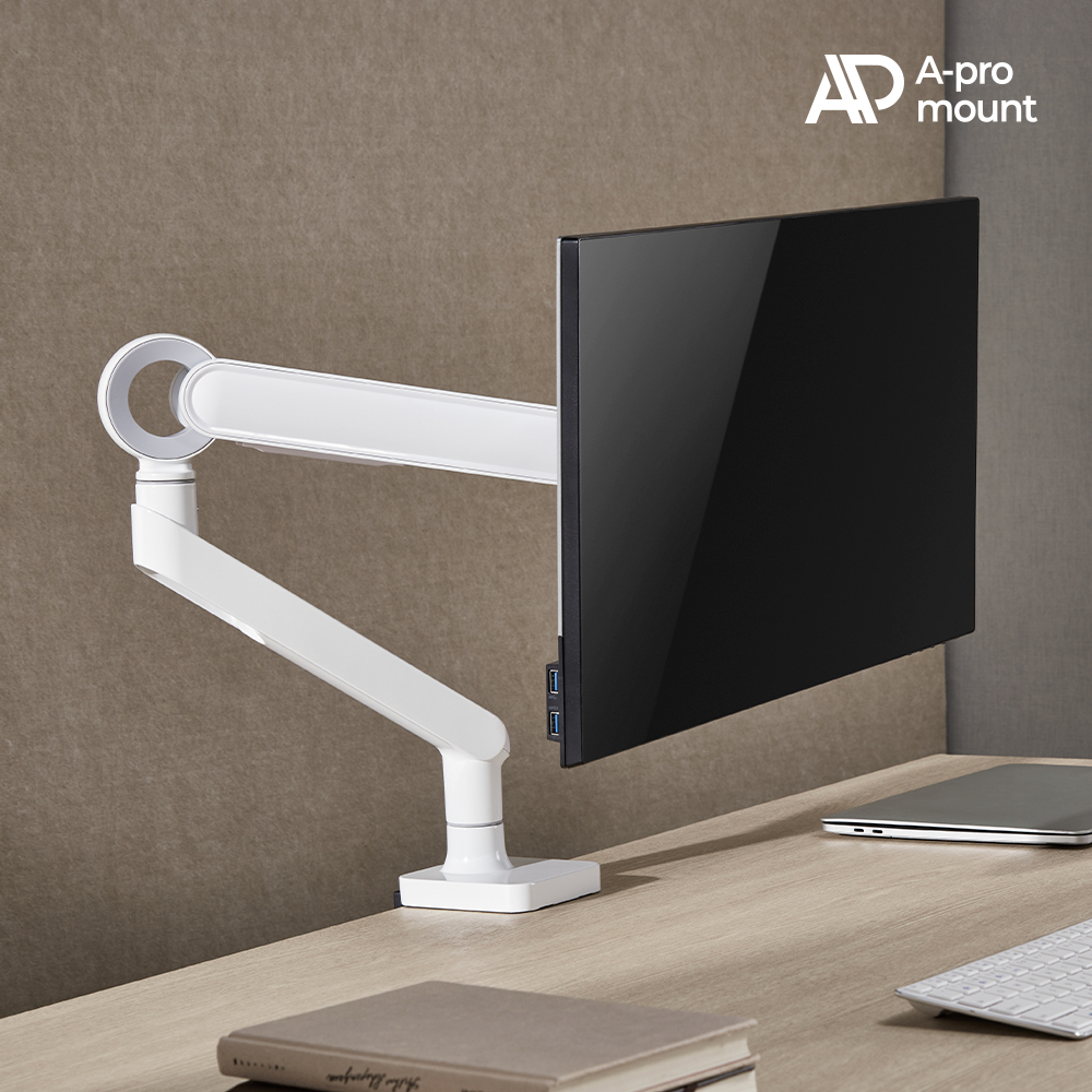 아프로마운트 AP-T75W 프리미엄 싱글모니터암 거치대 브라켓 화이트10.5Kg까지 거치 - 상세 이미지 3