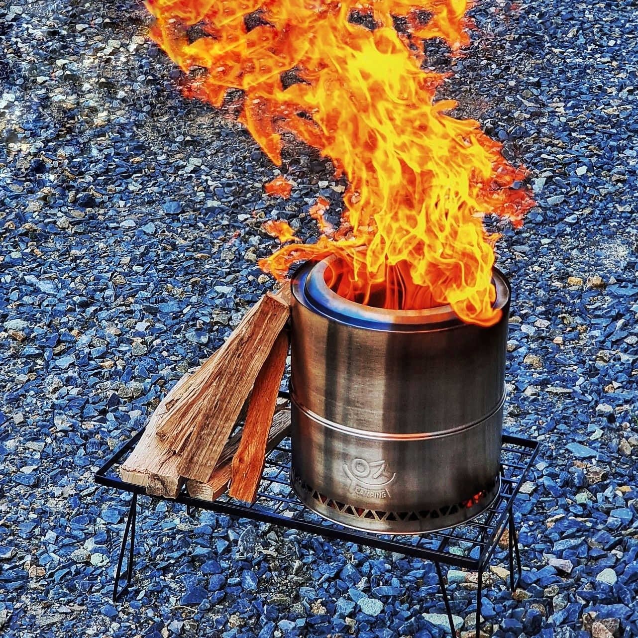 우주캠핑 우드스토브 32 이중연소 화로대 캠핑 불멍 접이식 화로