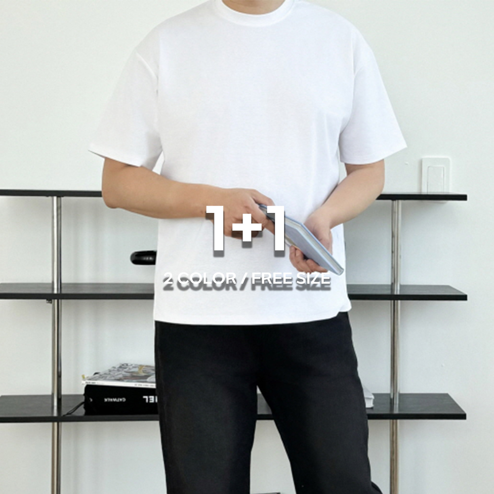 1+1 쿨티셔츠 무지티 레이어드 분또반팔 - 상품 이미지