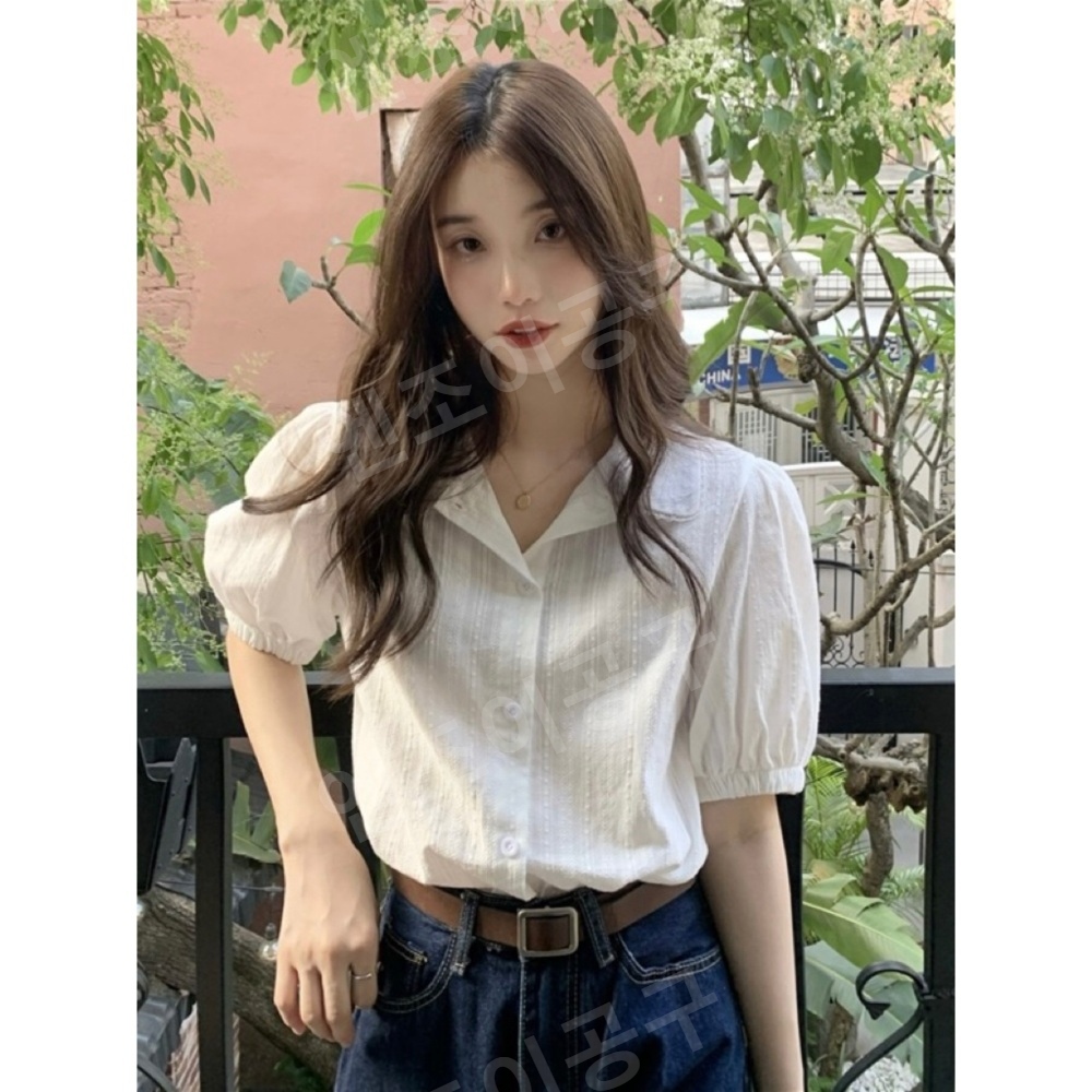 장원영 인스타그램 화이트 블라우스 우아한 오피스 의상 옷 패션 - 상세 이미지 2