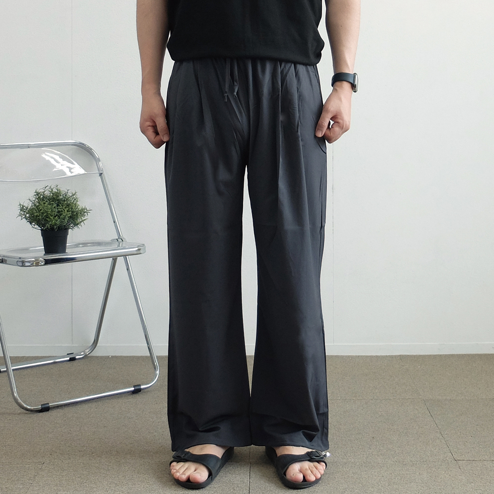 남자 여름 와이드 쿨링 팬츠 스판 조거 통큰바지 밴딩바지 - 상품 이미지