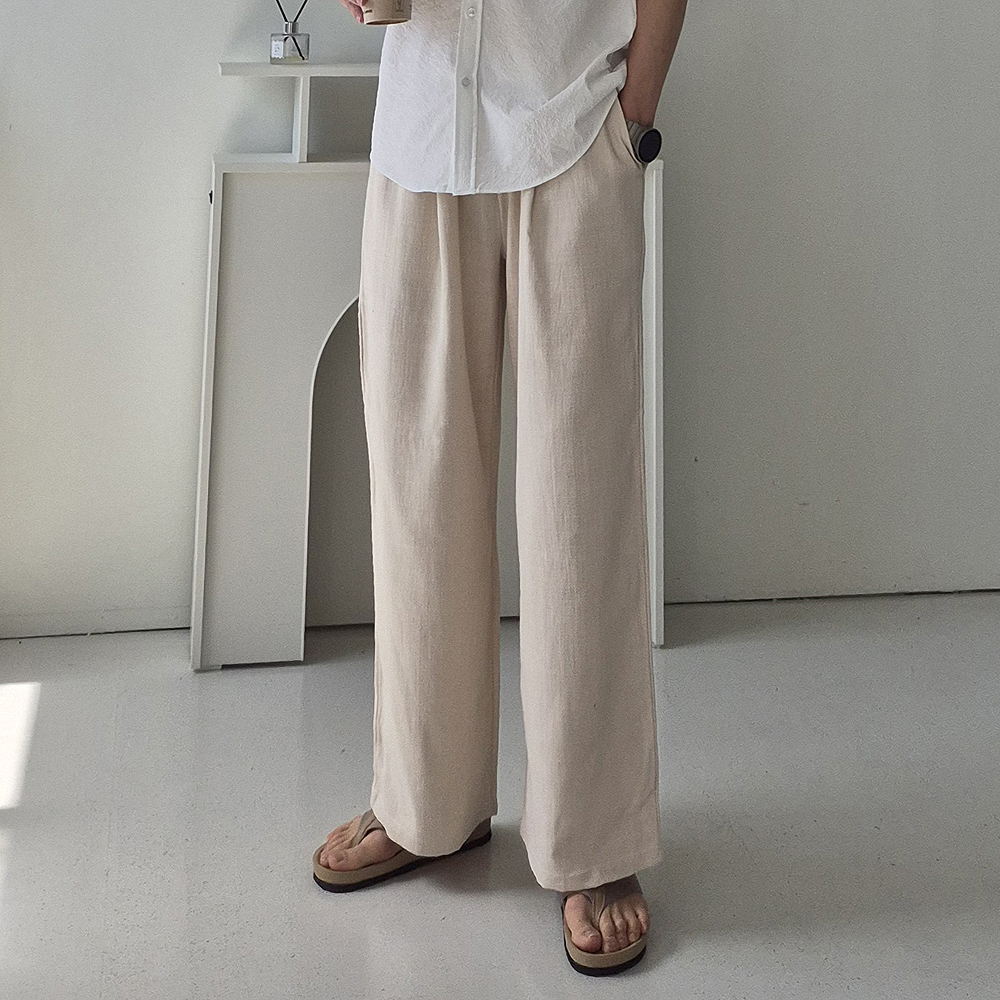 남자 와이드팬츠 린넨 바지 아이스팬츠 남성냉장고바지 - 상세 이미지 3