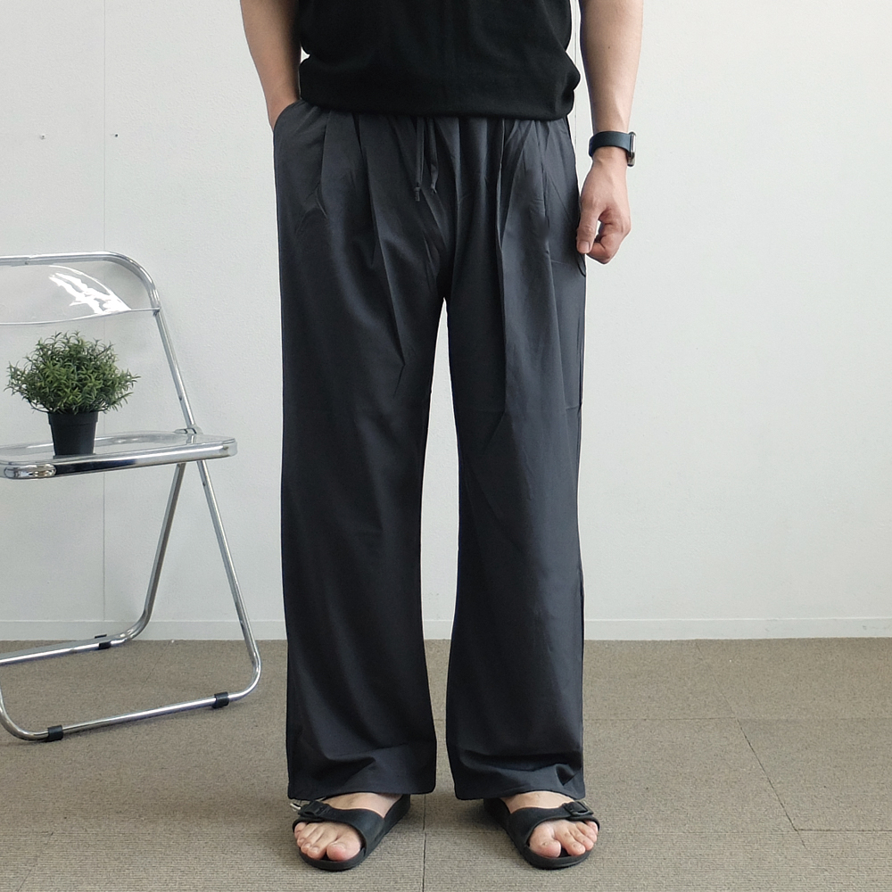 남자 여름 와이드 쿨링 팬츠 스판 조거 통큰바지 밴딩바지 - 상세 이미지 4