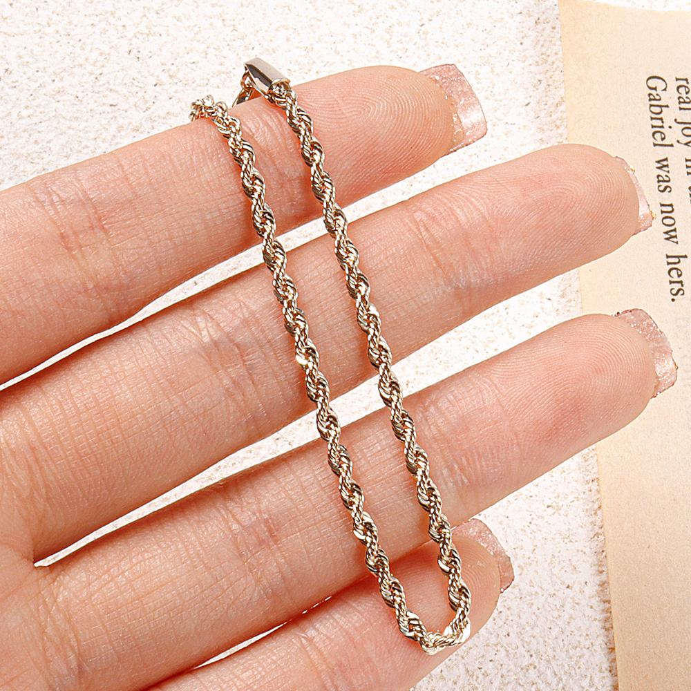 플루즈 로프 2.2mm 체인 팔찌 데일리 남자 여자 커플 선물 기념일 빈티지 - 상세 이미지 3