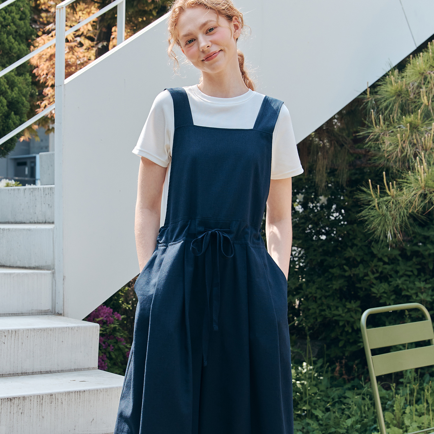 [제로스트릿]린넨 오버롤 LINEN OVERALL / NAVY 이미지 2