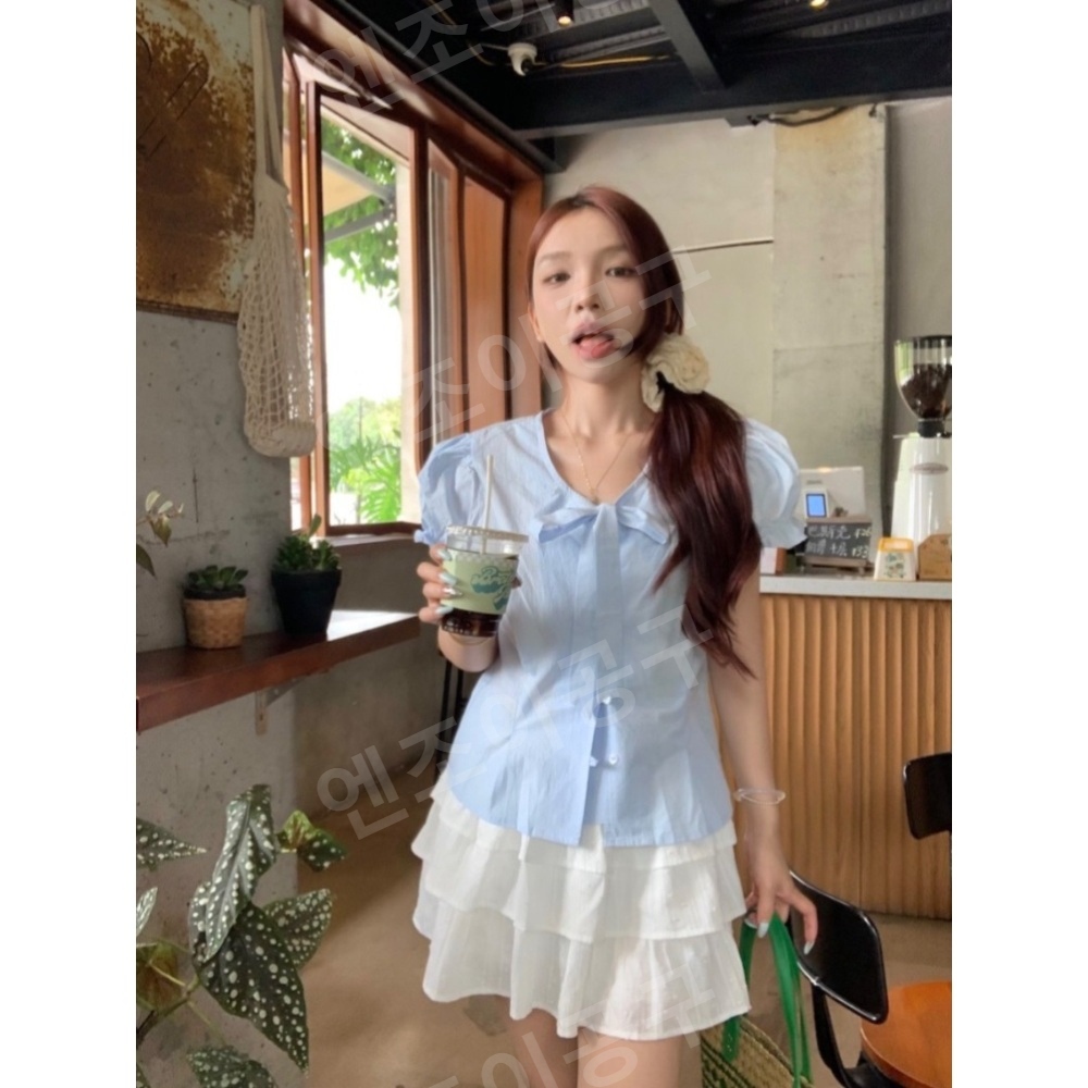 카더정원 강민경 카더가든 유튜브 블라우스 프렌치 하이엔드 의상 옷 패션 - 상세 이미지 4