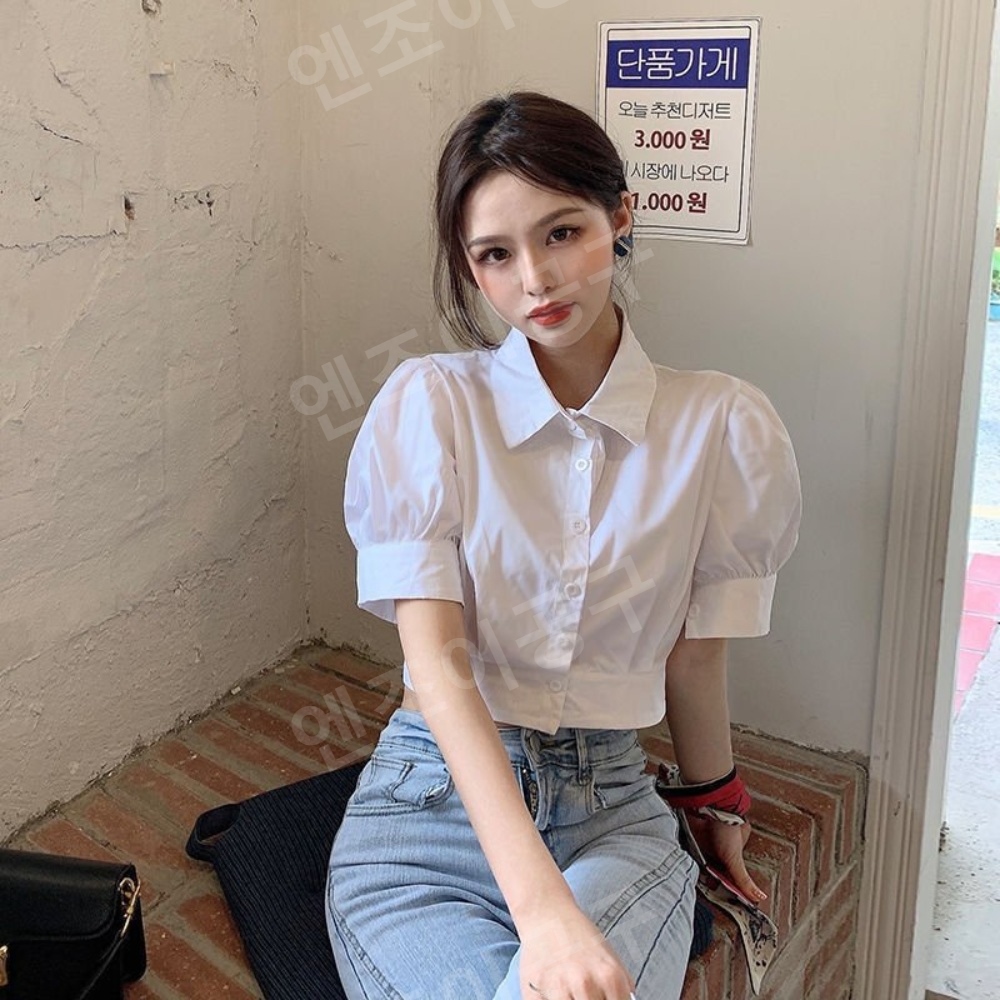 장원영 인스타그램 화이트 블라우스 셔링 크롭 의상 옷 패션 - 상세 이미지 3