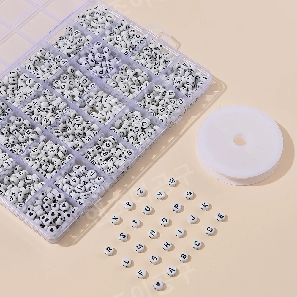 비즈 DIY 팔찌만들기 컬러진주 목걸이재료 공예재료 알파벳 - 상세 이미지 5