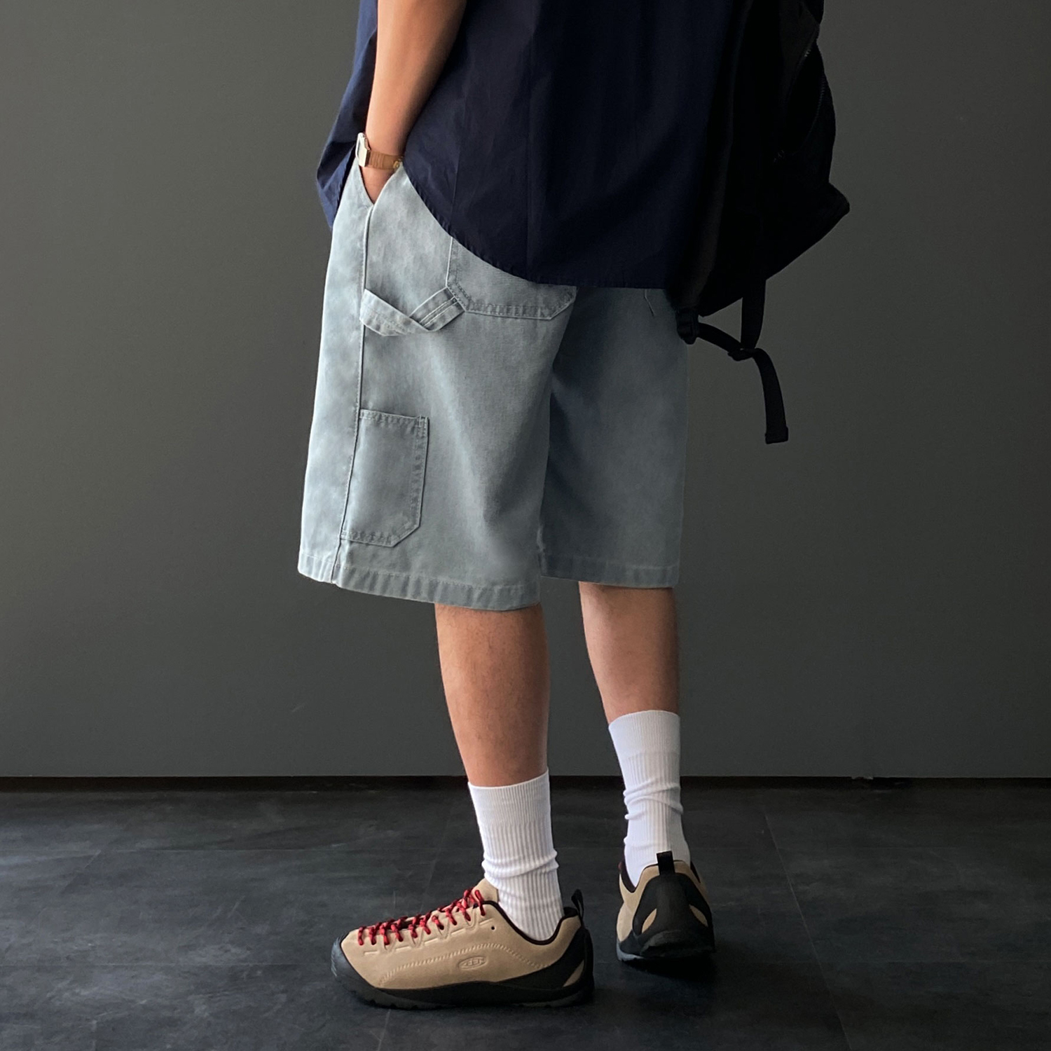 1+1 카펜터팬츠 남자버뮤다팬츠 남자와이드반바지 - 상세 이미지 5