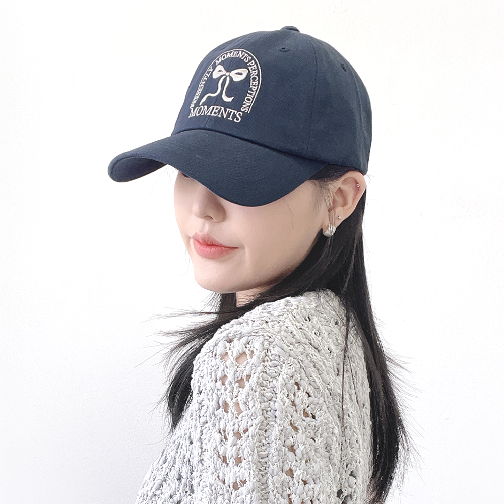 모멘츠 리본 코튼 면 여성 야구 볼캡 모자