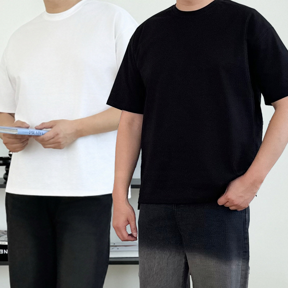 흰티 쿨티셔츠 무지티 레이어드 분또반팔 - 상품 이미지