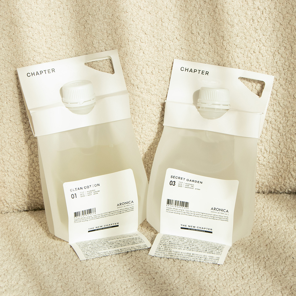 아로니카 챕터 디퓨저 리필파우치 200ml X 2 (섬유스틱 5P포함) 실내방향제 리필용 - 상세 이미지 4