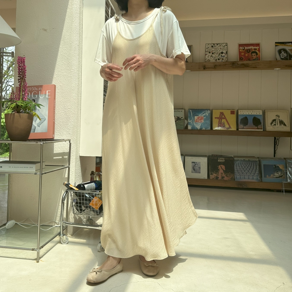 빅사이즈 자체제작 A라인 뷔스티에 롱 원피스 면 스판 끈 조절 나시 레이어드 멜빵 베스트 - 상세 이미지 5