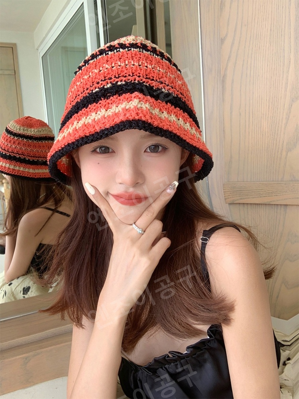 남규리 인스타그램 밀집모자 벙거지 여름 자외선 차단 의상 옷 패션 - 상세 이미지 4